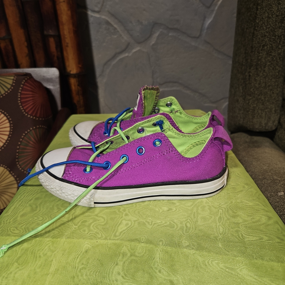 Vibrant Kids Sneakers in Purple and Lime